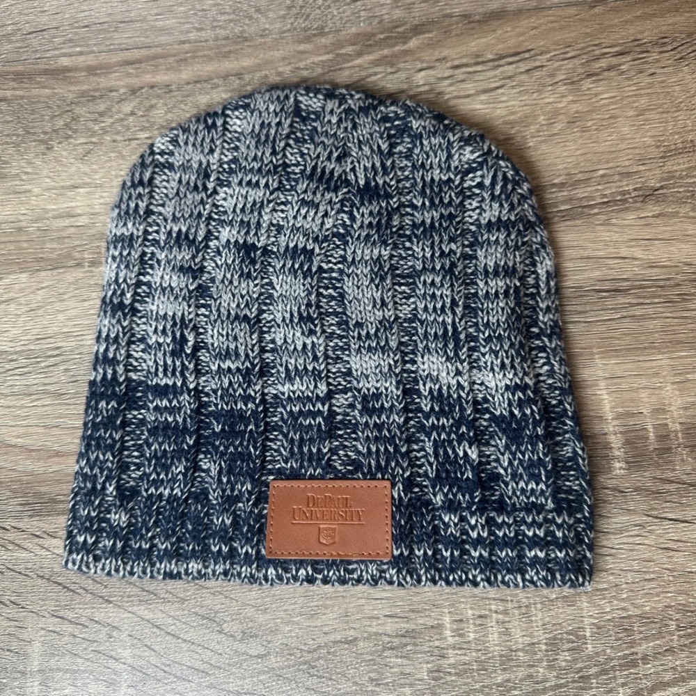 DePaul University Beanie Hat Navy Grey Knit Winter College Chicago Academia